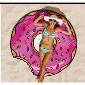 Novelty Round Pink Donut Beach Blanket